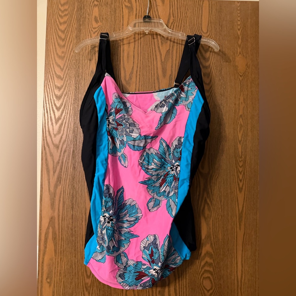 Floral Pink and Blue Swimsuit
